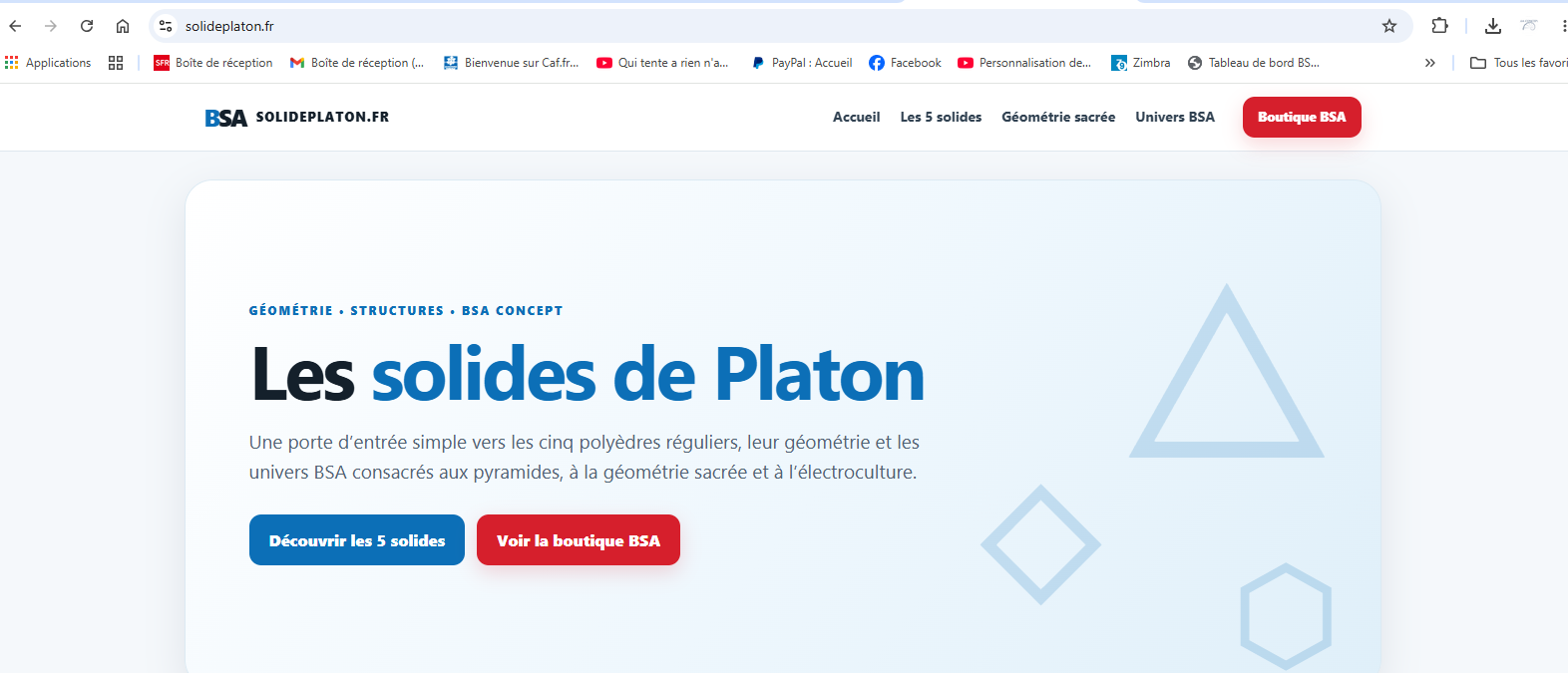 solideplaton.fr — les cinq solides de Platon