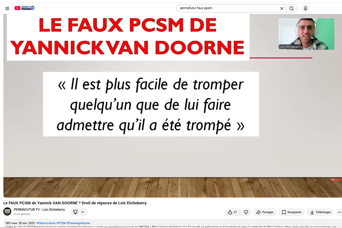 Capture du titre Le faux PCSM de Yannick Van Doorne sur Permafutur