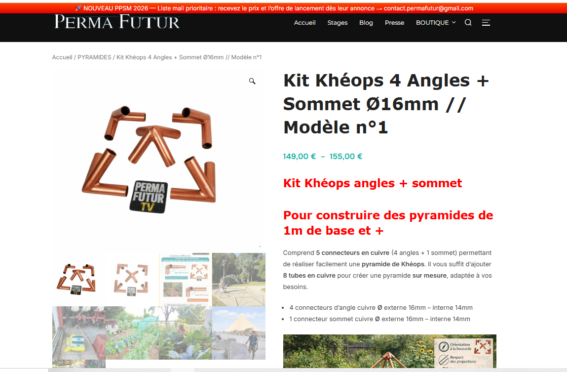 Permafutur — Kit Khéops 4 Angles + Sommet Ø16 mm modèle n°1