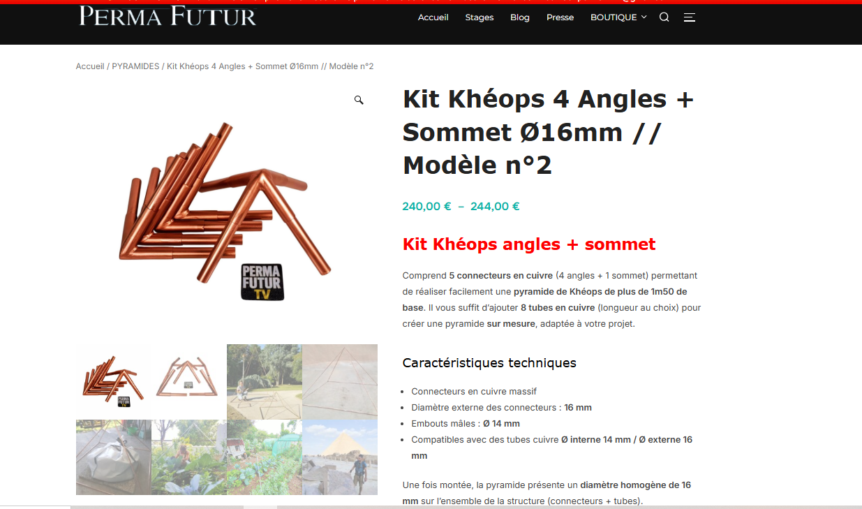 Permafutur — Kit Khéops 4 Angles + Sommet Ø16 mm modèle n°2