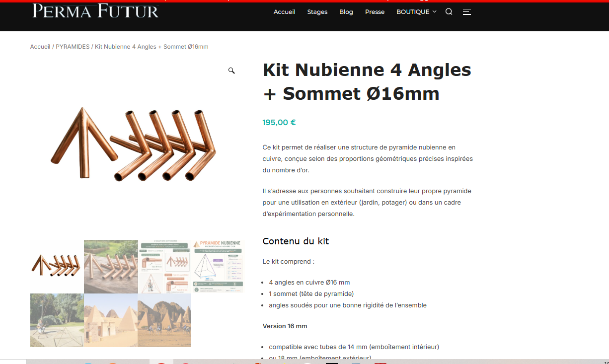 Permafutur — Kit Nubienne 4 Angles + Sommet Ø16 mm