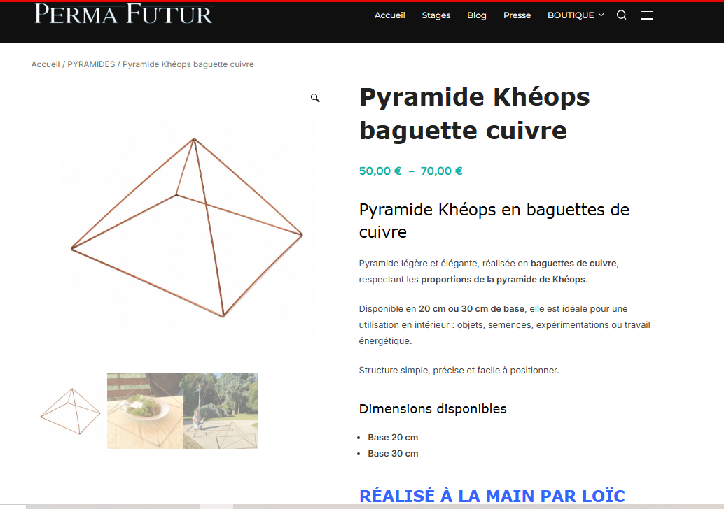 Permafutur — Pyramide Khéops baguette cuivre