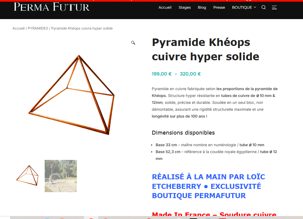 Permafutur — Pyramide Khéops cuivre hyper solide